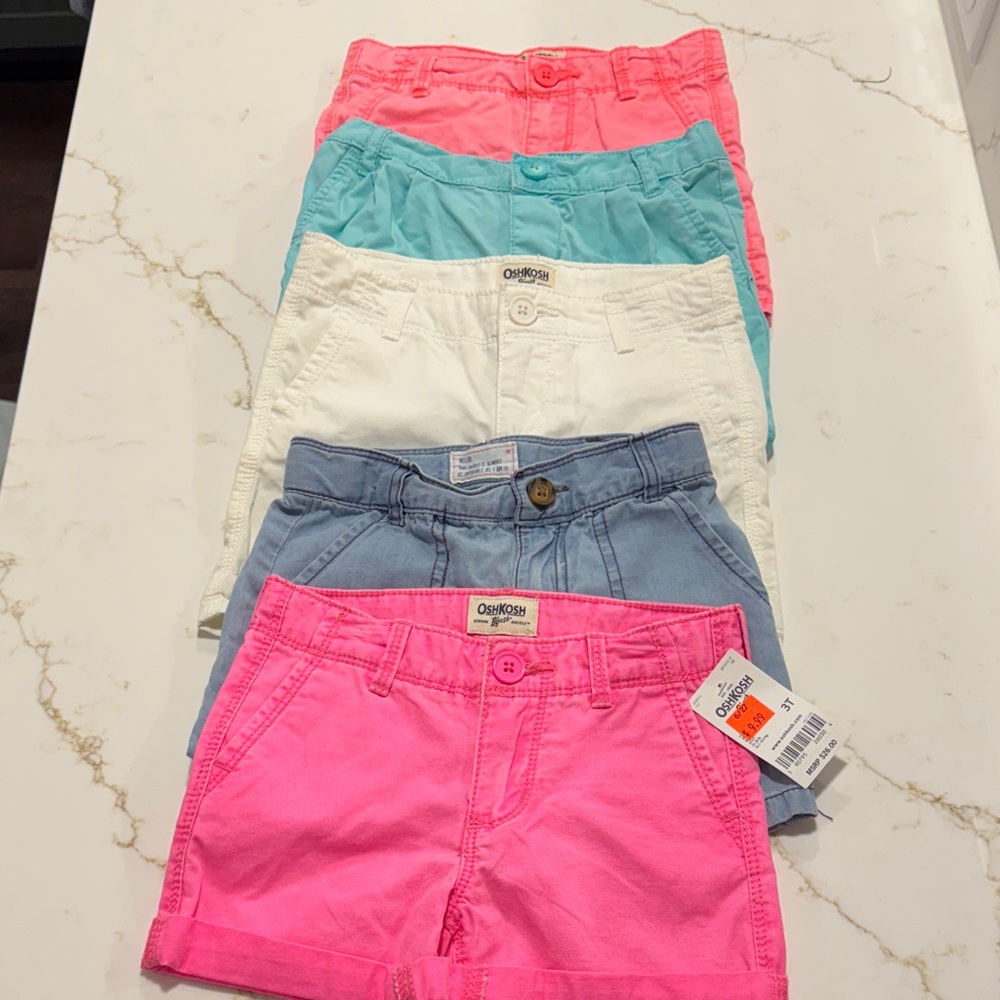 OshKosh B'gosh Kids Cargo Shorts - Pink, Blue, White
